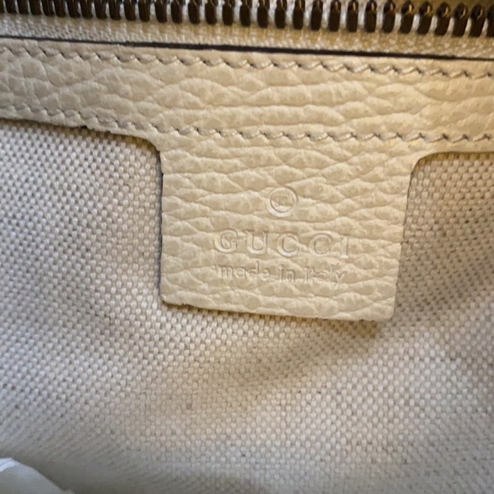 GUCCI white web stripe printed logo large leather messenger bag - Picture 6 of 11